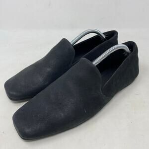 Clarks Loafer Black Suede Square Toe Flat Womens Size 7.5